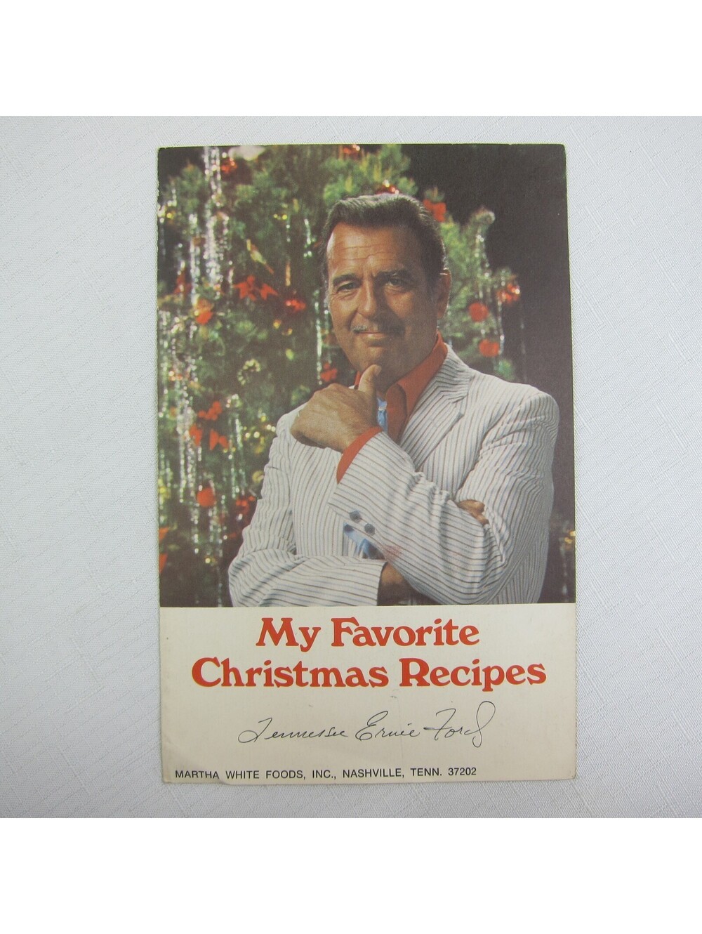 Tennessee Ernie Ford Autographed Signed My Favorite Christmas Recipes Book RARE